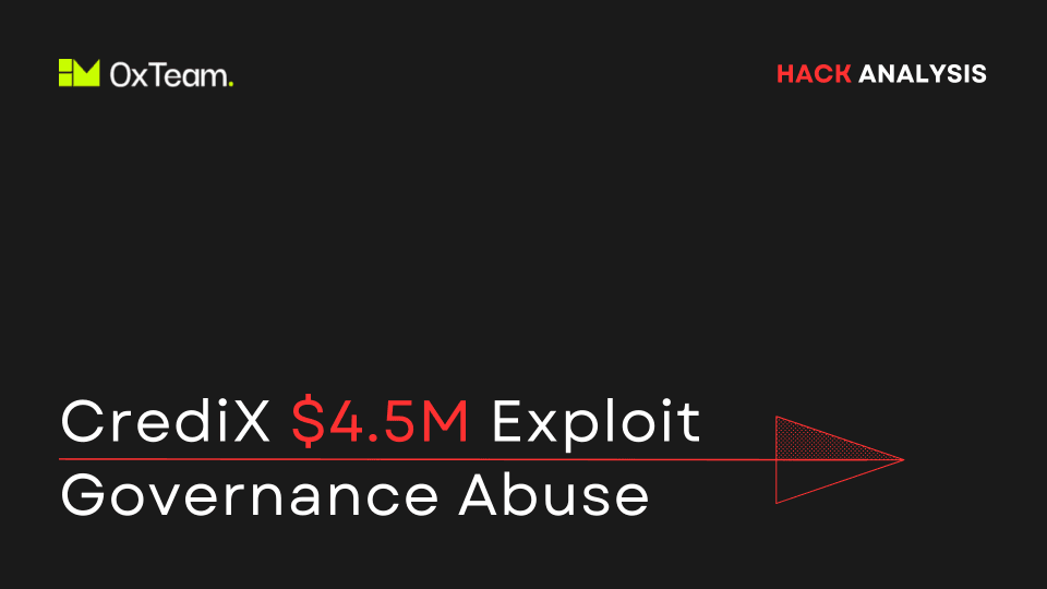 CrediX Finance $4.5M Exploit: Governance Key Abuse